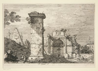 Landschap met Verwoeste Monumenten, uit de serie Vedute door Canaletto (Giovanni Antonio Canal)