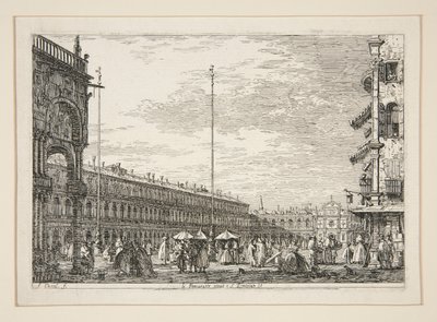 Le Procuratie Nuove en S. Ziminian V. (De Procuratic Nuove en de kerk van San Geminiano, Venetië), uit de serie Vedute (Gezichten) door Canaletto (Giovanni Antonio Canal)