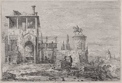 Het ruitermonument, uit de serie Vedute door Canaletto (Giovanni Antonio Canal)