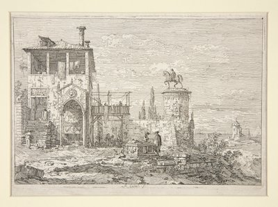 Het Ruitermonument, uit de serie Vedute door Canaletto (Giovanni Antonio Canal)