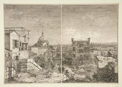 Het Huis met de Inscriptie [en] Het Huis met de Perstyle, uit de serie Vedute (Gezichten) door Canaletto (Giovanni Antonio Canal)