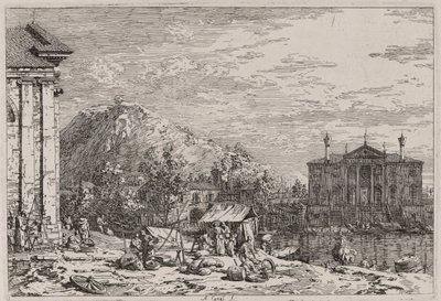 De Markt in Dolo, uit de serie Vedute (Gezichten) door Canaletto (Giovanni Antonio Canal)