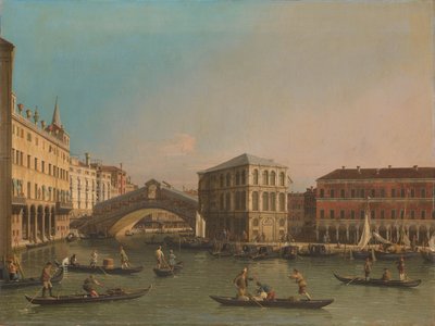 Het Canal Grande met de Rialtobrug en de Fondaco dei Tedeschi door Canaletto (workshop of)