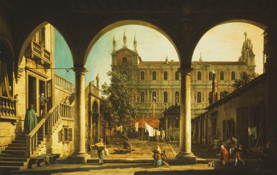 Een Capriccio van de Scuola di San Marco, Venetië, vanaf het Palazzo Grifalconi-Loredan door Giovanni Antonio Canal
