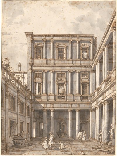 Een Venetiaanse Binnenplaats, in de Procuratie Nuove, ca. 1760 door Canaletto