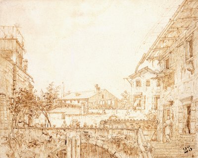 Een uitzicht op een terras in Padua door Giovanni Antonio Canal