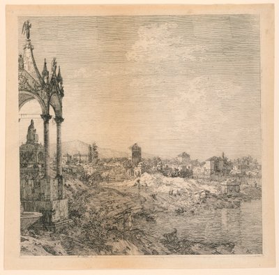 Een Uitzicht op een Stad met een Bisschopsgraf door Canaletto