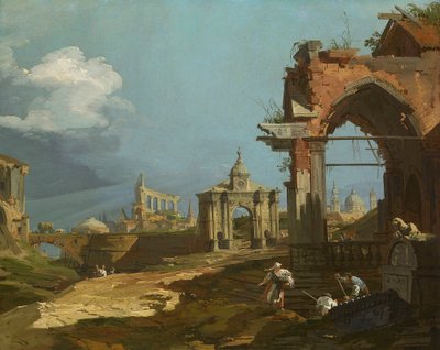 Canaletto - Een capricciogezicht met een spitsboog 1742-44 door Canaletto