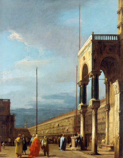 Canaletto - Het Piazza kijkend naar het noordwesten met de narthex van San Marco c.1723-24 door Canaletto