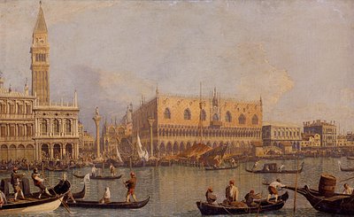 Italiaans: Veduta del Palazzo Ducale di Venezia Uitzicht op het hertogelijk paleis in Venetië door Canaletto