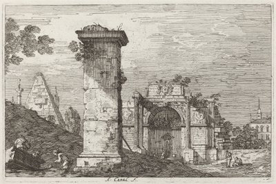 Landschap met Verwoeste Monumenten [rechts] door Canaletto