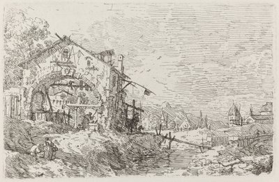 Landschap met een Vrouw bij een Put door Canaletto