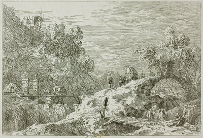Berglandschap met Vijf Bruggen, uit Vedute door Canaletto