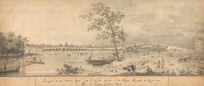 Oude Waltonbrug gezien vanaf de kust van Middlesex door Canaletto