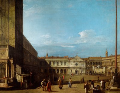 Piazza San Marco kijkend in westelijke richting naar San Geminiano door Canaletto