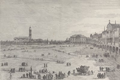 Prà della Valle: de rechterhelft van het plein van Prà della Valle in Padua, met de Col..., 1735-46 door Canaletto