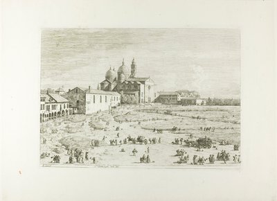 S. Giustina in prà della Vale, uit Vedute door Canaletto
