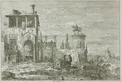 Het ruitermonument, uit Vedute door Canaletto