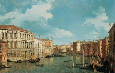 Het Grote Kanaal, Venetië, Kijkend naar het Noordwesten, met het Palazzo Pesaro, het Palazzo Foscarini en de Pinnacle van S. Stae aan de Linkerkant en het Palazzo Vendramin-Calergi en S. Marcuola aan de Rechterkant door Giovanni Antonio Canal
