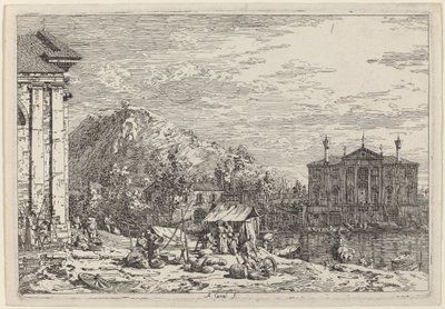 De Markt in Dolo, ca. 1735-1746 door Canaletto