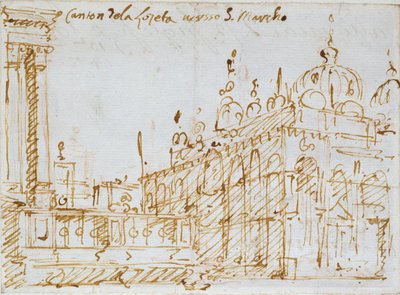 Venetië: San Marco en de Loggetta, midden 18e eeuw door Canaletto