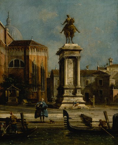 Gezicht op het ruiterstandbeeld van Bartolomeo Colleoni door Canaletto