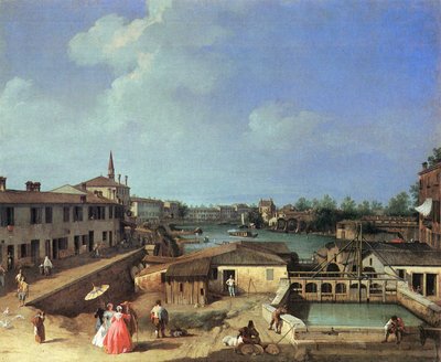 Uitzicht op de molens van Dolo aan de Brenta door Canaletto