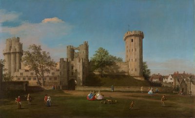 Warwick Castle, oostelijke voorkant vanaf de buitenhof, 1752 door Canaletto