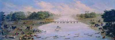 Oversteek van de Riachuelo-rivier, Buenos Aires, Argentinië door Candido Lopez