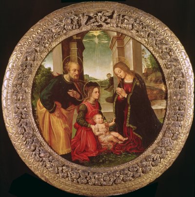 De Heilige Familie met een Engel door Capponi