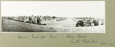 Kameeltransportlijnen, Khan Yunis, oktober 1917 door Capt. Arthur Rhodes