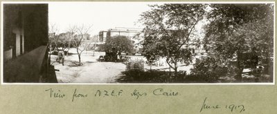 Uitzicht vanaf het hoofdkwartier van N.Z.M.F.A, Caïro, juni 1917 door Capt. Arthur Rhodes