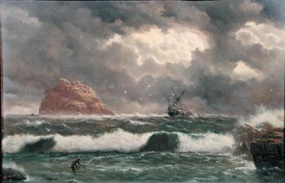 Stormachtig kusttafereel door Capt. John Haughton Forrest
