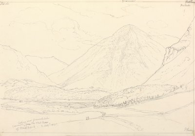 Grasmoor vanaf de westelijke basis van Mellbreak, 2 augustus 1835 door Capt. Thomas Hastings
