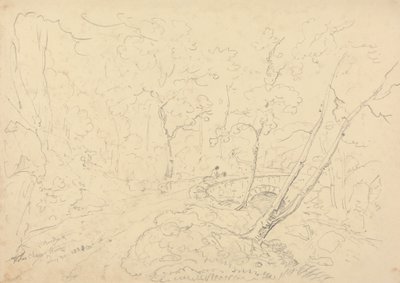 Holne Chase Bridge en rivier, 30 mei 1833 door Capt. Thomas Hastings