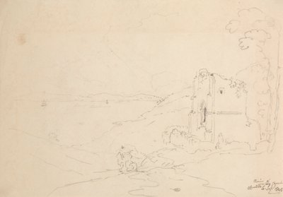 Ruïnes van Walton Church, Clevedon, 6 september 1845 door Capt. Thomas Hastings