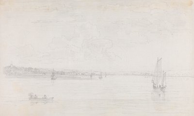 Schets van Cowes, Isle of Wight, vanaf de Solent door Capt. Thomas Hastings