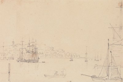 Schets van schepen bij West Cowes, Isle of Wight door Capt. Thomas Hastings