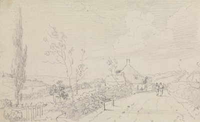 Schets van een landweg en huisje door Capt. Thomas Hastings