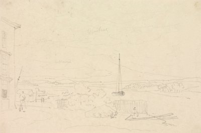 Schets van een rivierlandschap, Isle of Wight door Capt. Thomas Hastings