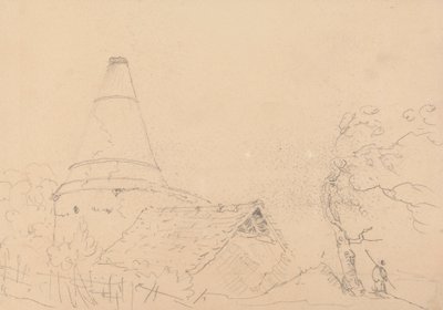 Schets van een dak met een grote schoorsteen door Capt. Thomas Hastings