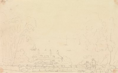 Schets van een landhuis bij de kust, Isle of Wight door Capt. Thomas Hastings