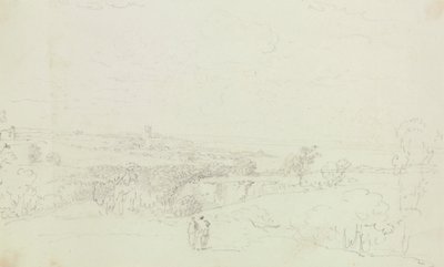 Geschetst Landschap met Kasteel in de Verte door Capt. Thomas Hastings