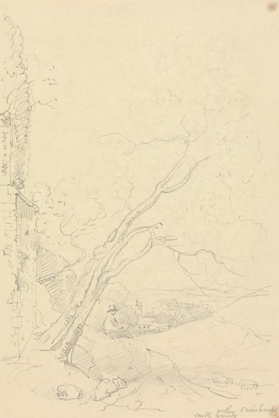 Binnen de gronden van Carisbrooke Castle, Isle of Wight door Capt. Thomas Hastings