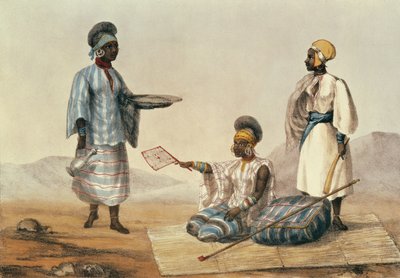 Zwarte mensen van Soedan, plaat uit A Narrative of Travels in Northern Africa gegraveerd door M. Gauci, 1821 door Captain George Francis Lyon