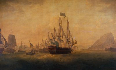 De verlichting van Gibraltar door admiraal Lord Howe door Captain William Elliott