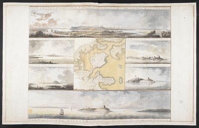 Gezichten van de hoofdstad van New England en het kasteel van William en Mary in de haven van Boston door Captain William Pierie