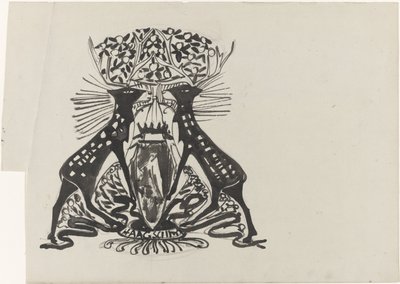 Decoratief ontwerp met twee staande herten door Carel Adolph Lion Cachet