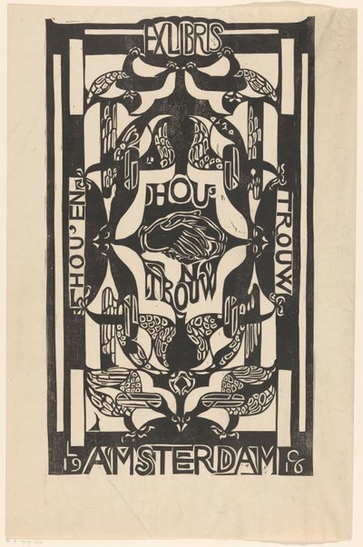 Ex libris van de vereniging Hou