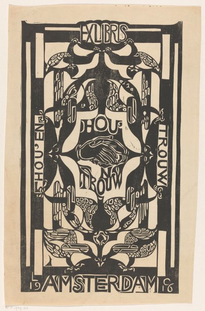 Ex libris van de vereniging Hou